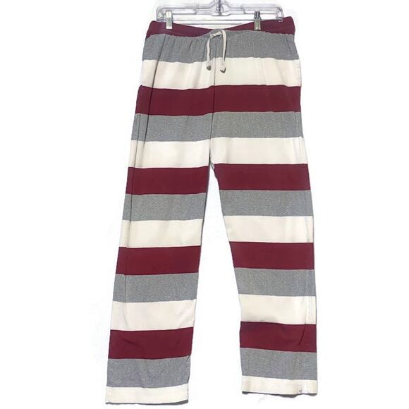 Burt's Bees Lounge Pants Women's Size Medium Red Gray and White Stripes - Picture 1 of 7